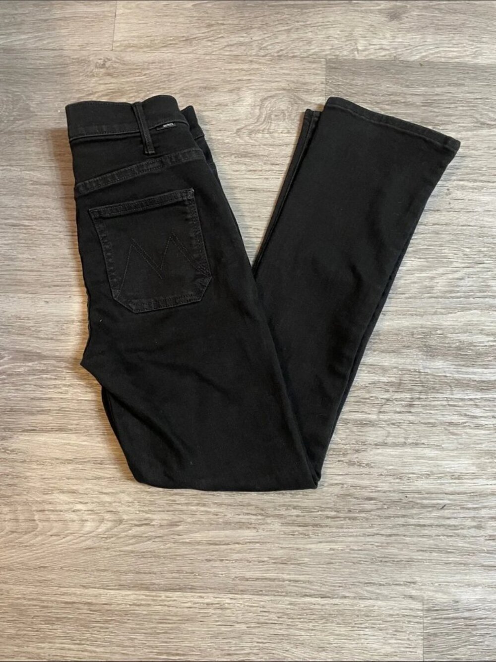 MOTHER The Patch Pocket Insider Ankle Black Jeans